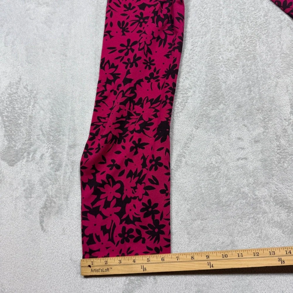 Vintage 90s Magenta Pink Cotton Blend Peplum Tunic and Floral Pants Set XL Artsy